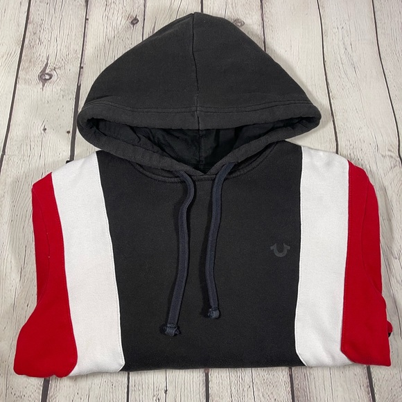 True Religion Mens Small Hoodie Sweatshirt Logo Pullover Black - Picture 8 of 8